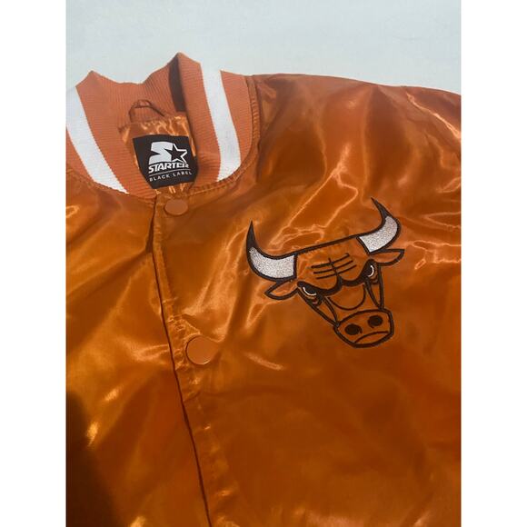 Orange Chicago Bulls Starter Black Label Varsity Jacket - Picture 3 of 6